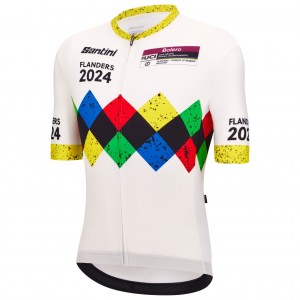 Herren Santini UCI Gravel Weltmeisterschaft trikot Flandern 2024-Weiss