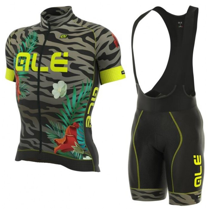 ALE PRR FLOWERS grijs Radbekleidung Radtrikot Kurzarm+Kurz Trägerhose JE3TX ALE PRR FLOWERS grijs Radbekleidung Radtrikot Kurzarm+Kurz Trägerhose JE3TX