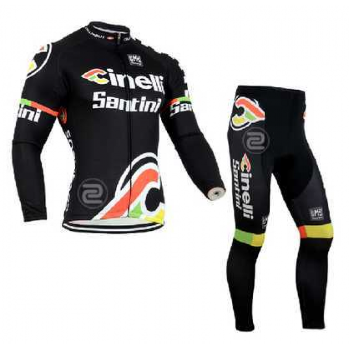 2014 Cinelli Fahrradbekleidung Radtrikot Satz Langarm und Lange Radhose Schwarz 3WQI8