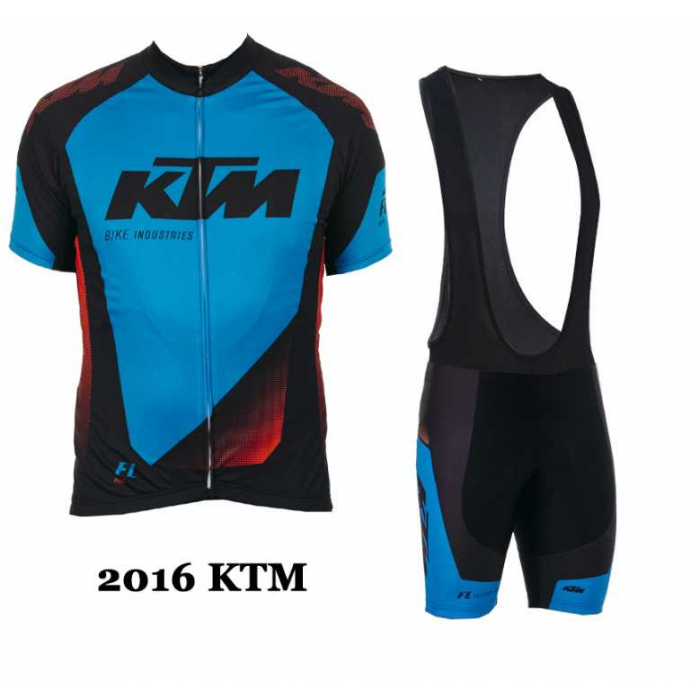 2016 KTM Fahrradbekleidung Radteamtrikot Kurzarm+Kurz Radhose Kaufen blau 02 K7I9Z
