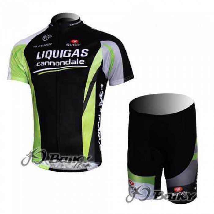 Liquigas Cannondale Pro Team Radbekleidung Radtrikot Kurzarm und Fahrradhosen Kurz Schwarz grün TWZ6D