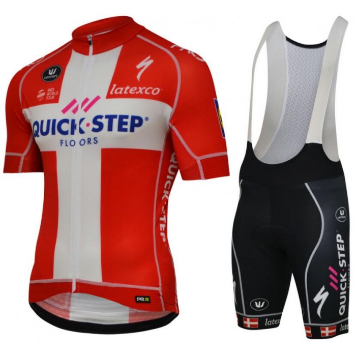 Quick Step Floors PRR 2018-Champion Denmark Set Radtrikot Kurzarm Sprot+Kurz Trägerhose YY8HA Quick Step Floors PRR 2018-Champion Denmark Set Radtrikot Kurzarm Sprot+Kurz Trägerhose YY8HA