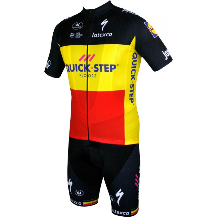 Quick Step Floors Belgium Champion 2018 Fahrradbekleidung Radtrikot Satz Kurzarm+Kurz Trägerhose 45Q4X Quick Step Floors Belgium Champion 2018 Fahrradbekleidung Radtrikot Satz Kurzarm+Kurz Trägerhose 45Q4X