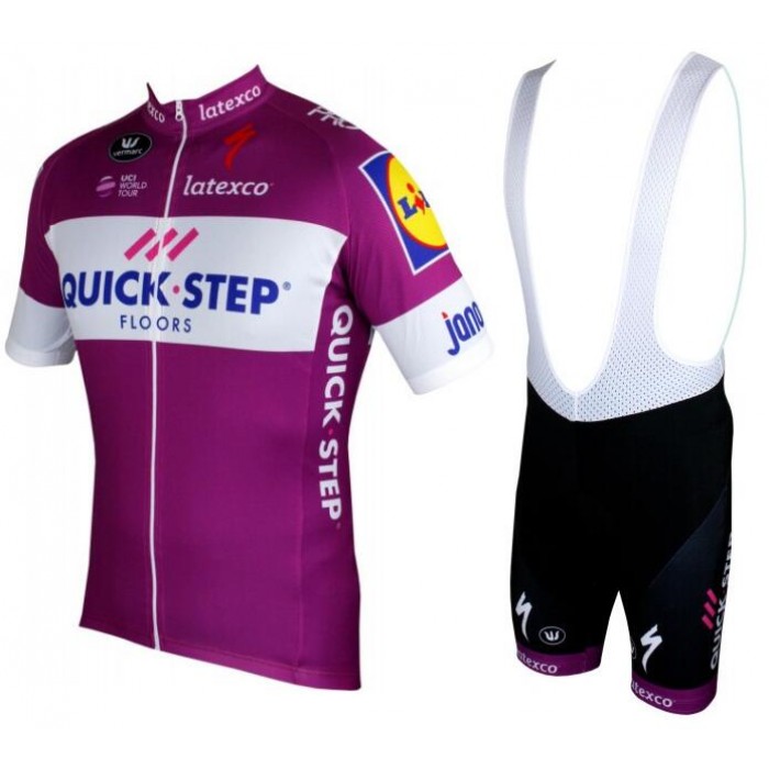 Quick-Step Floors 2018 Tour Special Edition purper Fahrradbekleidung Radtrikot Satz Kurzarm+Kurz Trägerhose 24IOM Quick-Step Floors 2018 Tour Special Edition purper Fahrradbekleidung Radtrikot Satz Kurzarm+Kurz Trägerhose 24IOM
