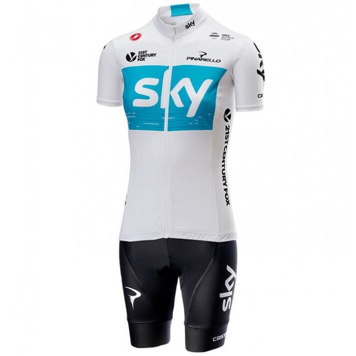 Team Sky 2018 Dame weiß Fahrradbekleidung Radteamtrikot Kurzarm+Kurz Radhose 312MD Team Sky 2018 Dame weiß Fahrradbekleidung Radteamtrikot Kurzarm+Kurz Radhose 312MD