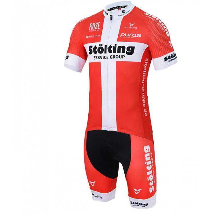 2016 Stolting Radbekleidung Fahrradtrikot Kurzarm und Fahrradhosen Kurz Rot HLTIF