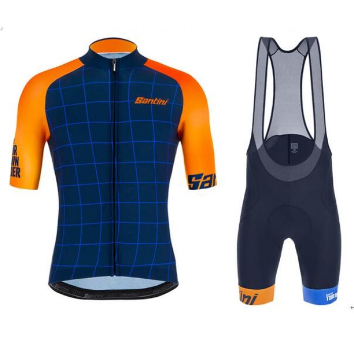 TOUR DOWN UNDER 2020 Fahrradbekleidung Kurzamtrikot+Trägerhose kurz Blau